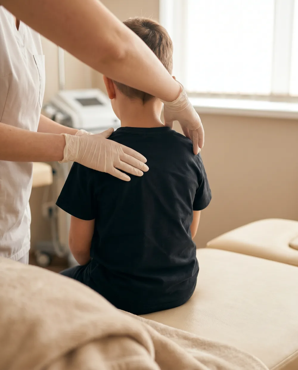 Valoración de la postura de la espalda de un niño en edad escolar en fisioterapia pediátrica en Madrid