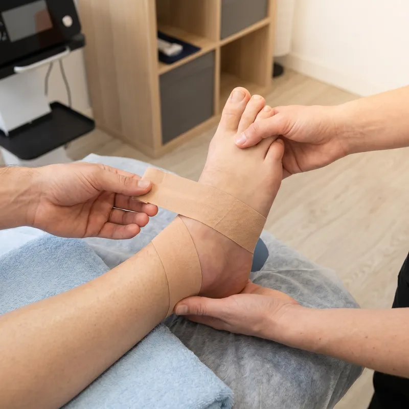 Trabajo de propiocepción de tobillo tras un esguince en clínica de fisioterapia en Madrid