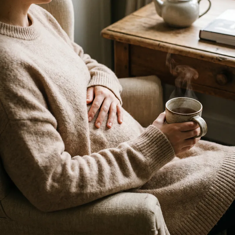 Persona con hinchazón abdominal y digestiones pesadas en consulta de nutrición digestiva en Idónneo, Madrid